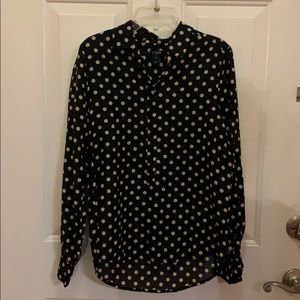 XS J.Crew Factory Black/White Polka Dot Popover